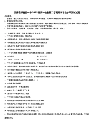 云南省绿春县一中2025届高一生物第二学期期末学业水平测试试题含解析