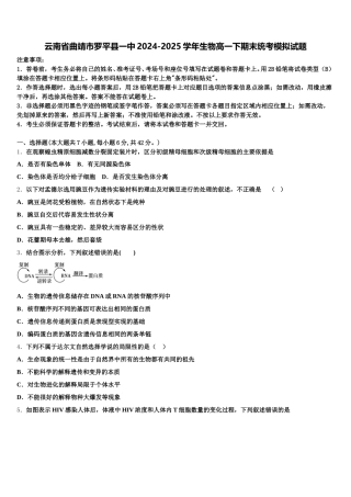 云南省曲靖市罗平县一中2024-2025学年生物高一下期末统考模拟试题含解析