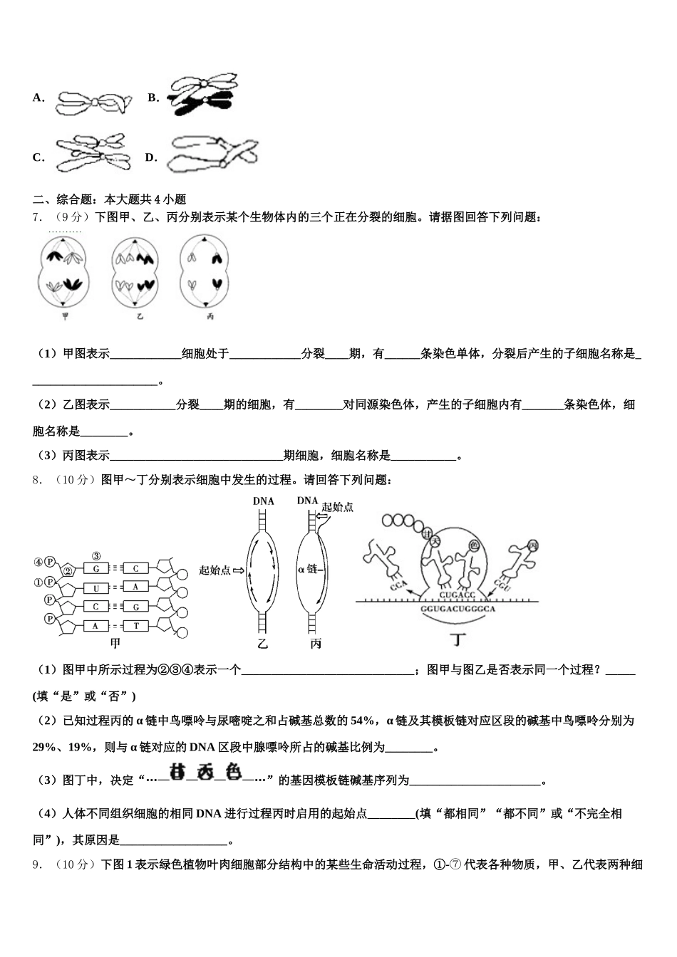 云南民族大学附属中学2024-2025学年高一生物第二学期期末检测试题含解析_第2页