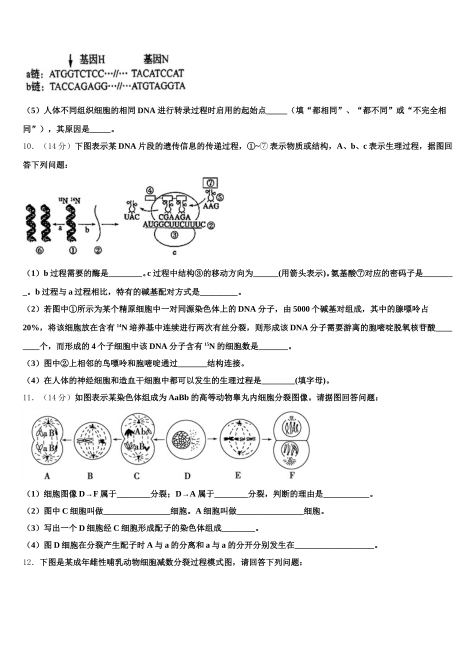 云南省文山州五中2025届生物高一第二学期期末达标检测模拟试题含解析_第3页