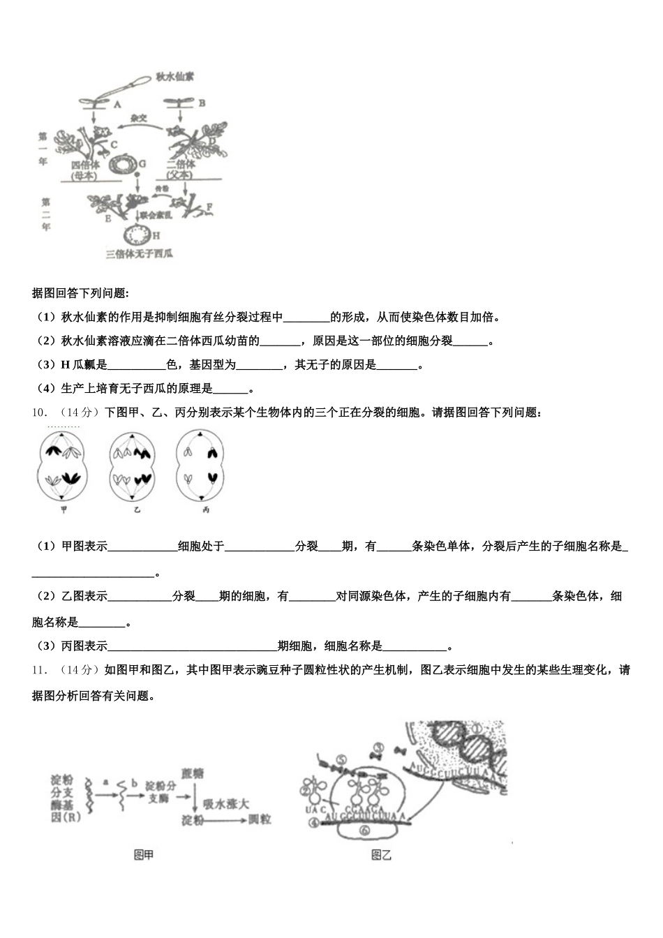 云南省通海县三中2024-2025学年生物高一下期末达标检测试题含解析_第3页