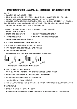 云南省曲靖市宣威市第七中学2024-2025学年生物高一第二学期期末统考试题含解析