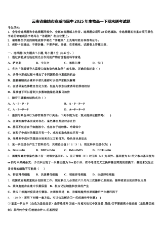 云南省曲靖市宣威市民中2025年生物高一下期末联考试题含解析