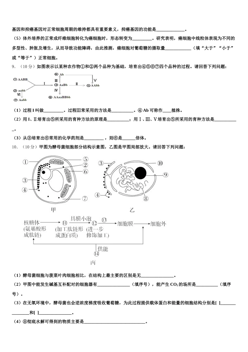 2025年云南省通海县第三中学高一下生物期末质量检测模拟试题含解析_第3页