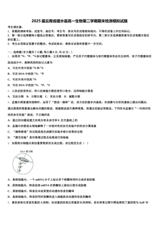2025届云南省建水县高一生物第二学期期末检测模拟试题含解析
