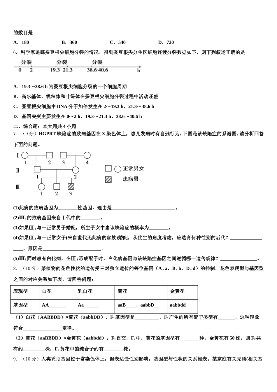云南省昆明市重点中学2025年生物高一第二学期期末学业水平测试试题含解析_第2页