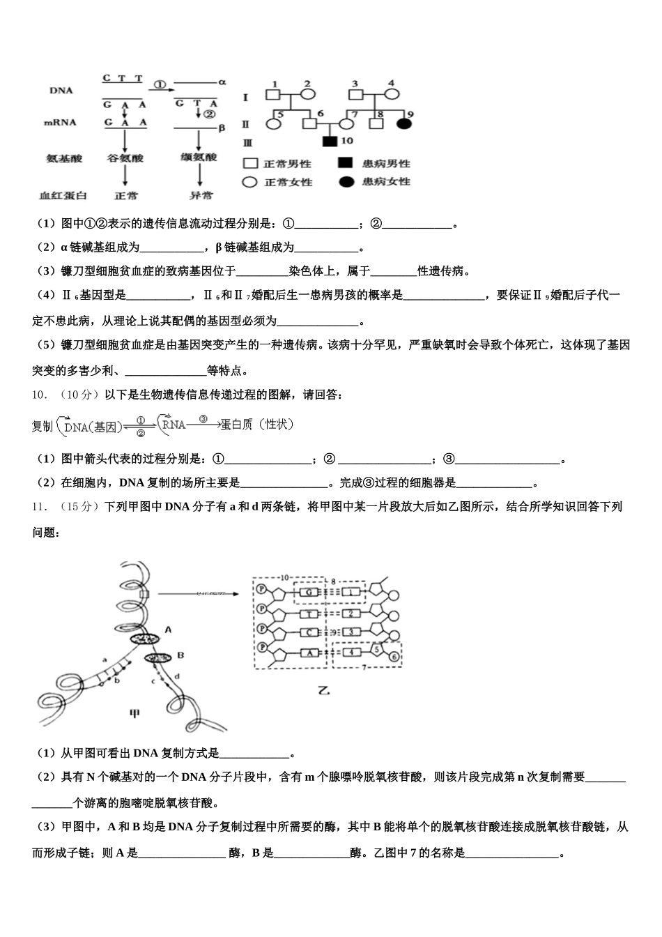 2025届云南省陆良县第八中学高一生物第二学期期末综合测试模拟试题含解析_第3页