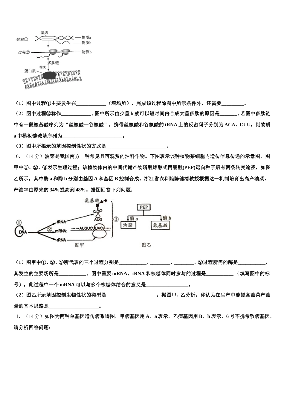 2024-2025学年云南省师宗县第二中学高一下生物期末质量检测模拟试题含解析_第3页