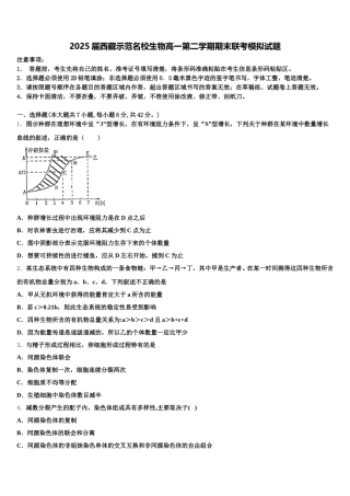 2025届西藏示范名校生物高一第二学期期末联考模拟试题含解析