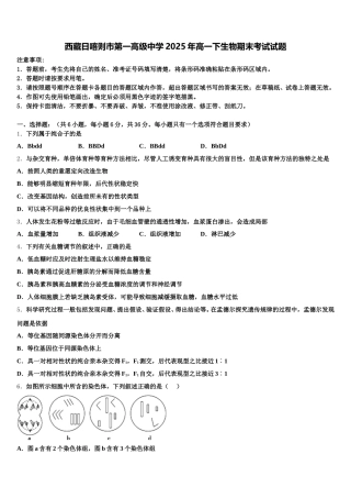 西藏日喀则市第一高级中学2025年高一下生物期末考试试题含解析