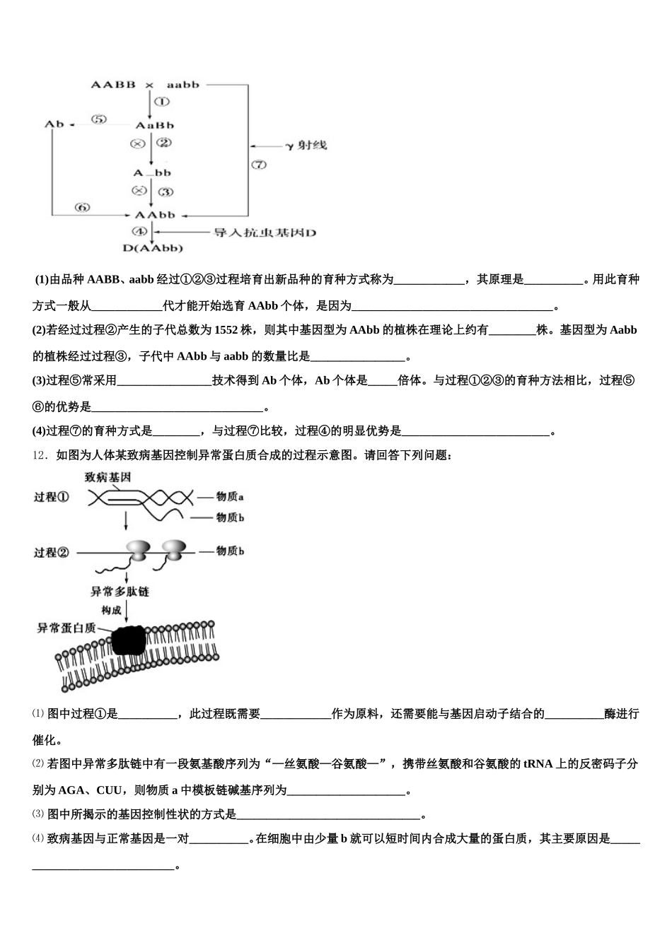 2025年西藏拉萨市拉萨中学高一生物第二学期期末综合测试模拟试题含解析_第3页