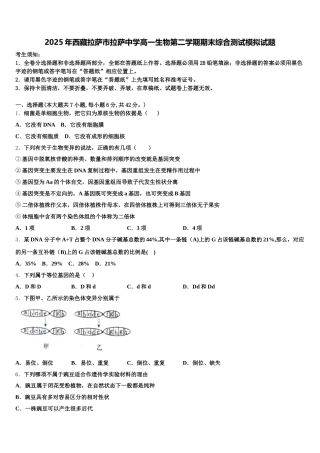 2025年西藏拉萨市拉萨中学高一生物第二学期期末综合测试模拟试题含解析