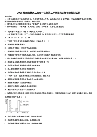 2025届西藏林芝二高高一生物第二学期期末达标检测模拟试题含解析