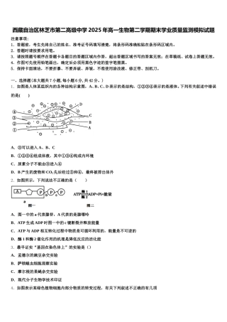 西藏自治区林芝市第二高级中学2025年高一生物第二学期期末学业质量监测模拟试题含解析