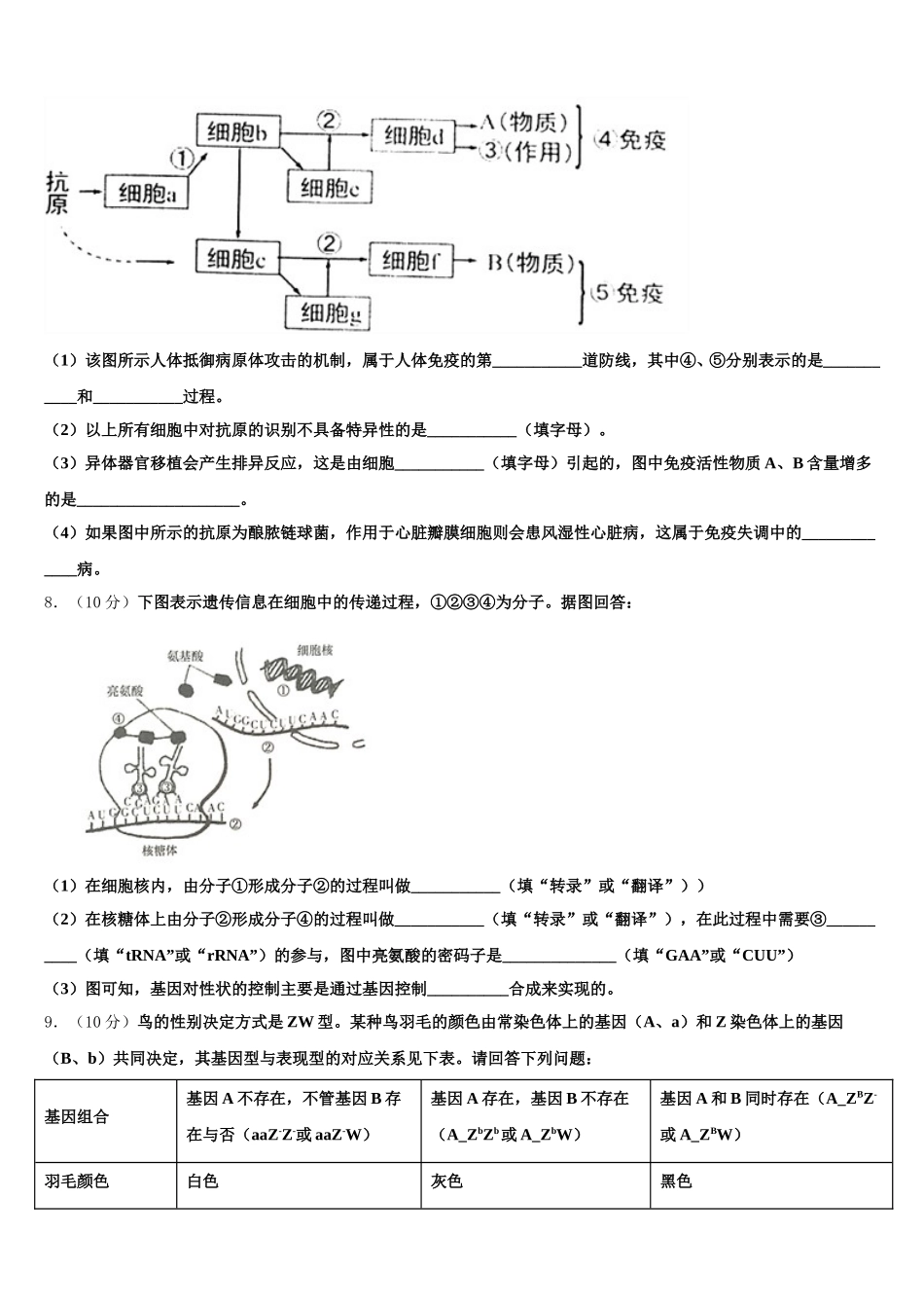 2024-2025学年西藏自治区拉萨市八校高一下生物期末学业质量监测试题含解析_第2页