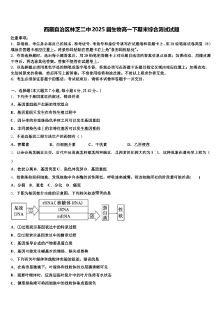 西藏自治区林芝二中2025届生物高一下期末综合测试试题含解析