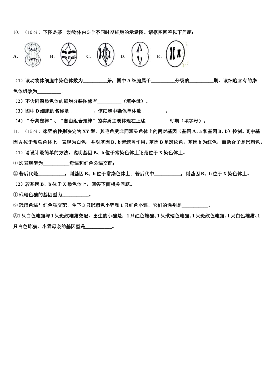 2025年林芝市重点中学高一生物第二学期期末考试模拟试题含解析_第3页
