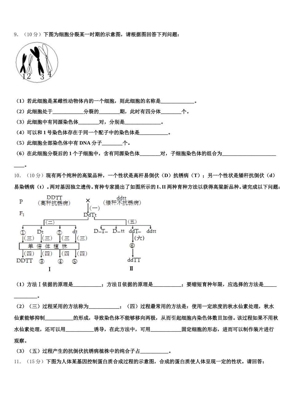 2024-2025学年那曲市重点中学高一下生物期末教学质量检测试题含解析_第3页