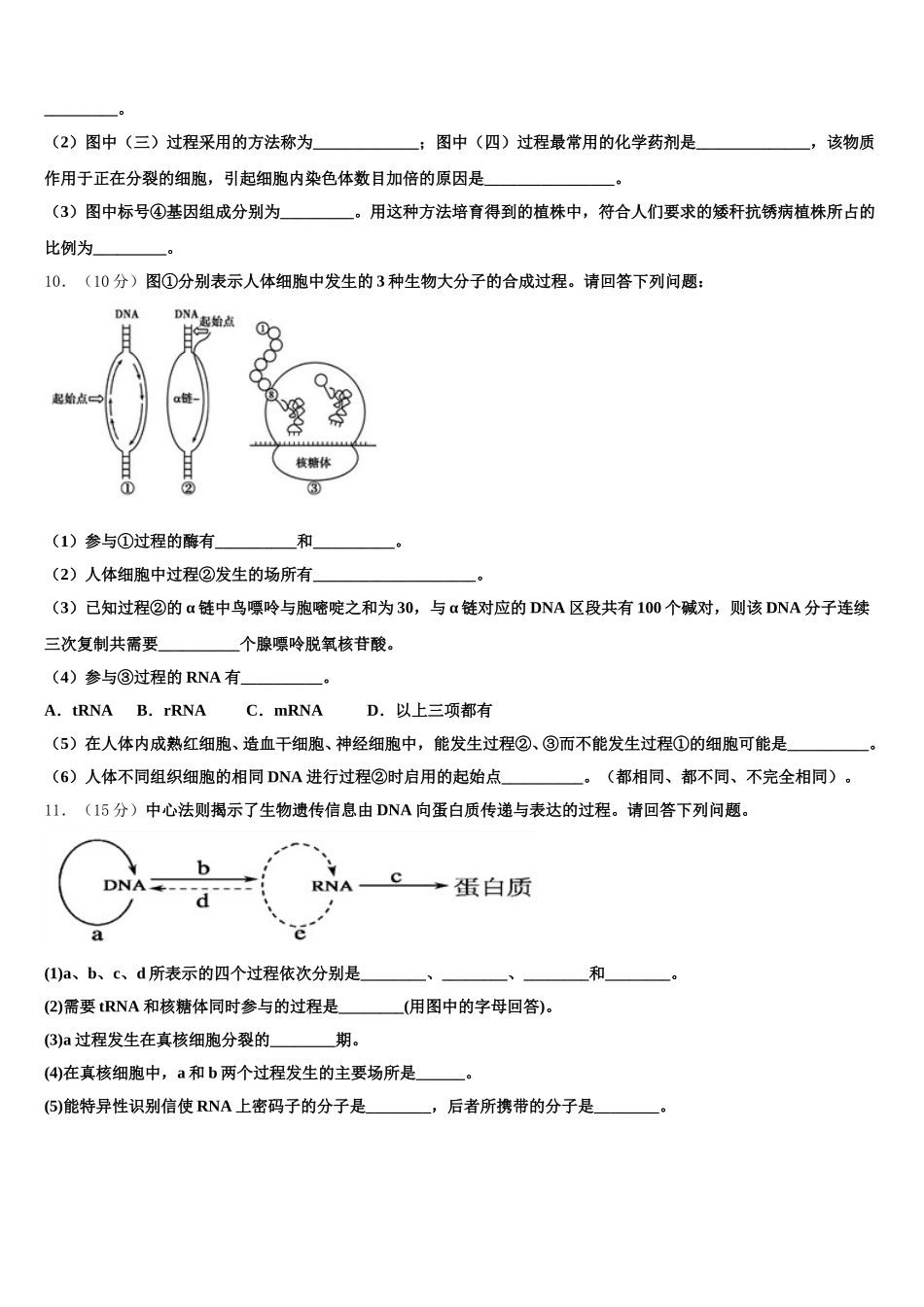 2024-2025学年西藏拉萨市那曲二中高一下生物期末预测试题含解析_第3页