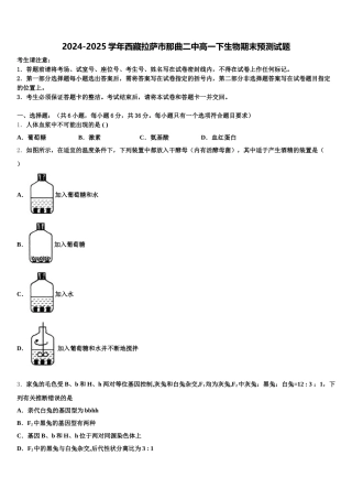 2024-2025学年西藏拉萨市那曲二中高一下生物期末预测试题含解析