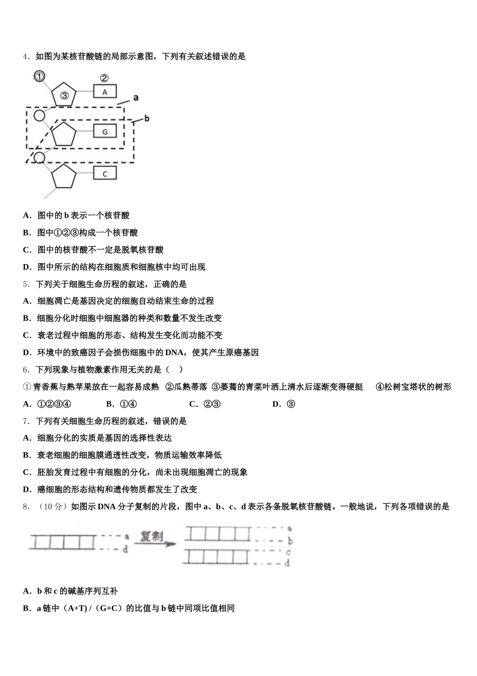山东师范大学附中2025年高一下生物期末复习检测试题含解析_第2页