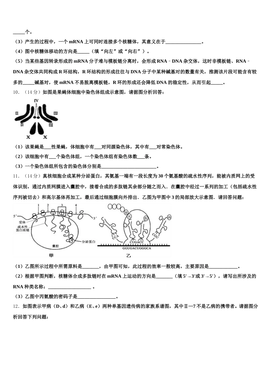 2025届山东省济南育英中学生物高一下期末学业水平测试模拟试题含解析_第3页