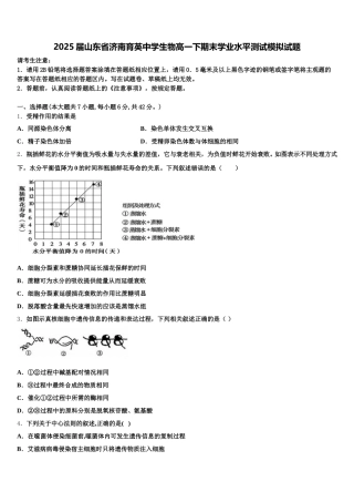 2025届山东省济南育英中学生物高一下期末学业水平测试模拟试题含解析