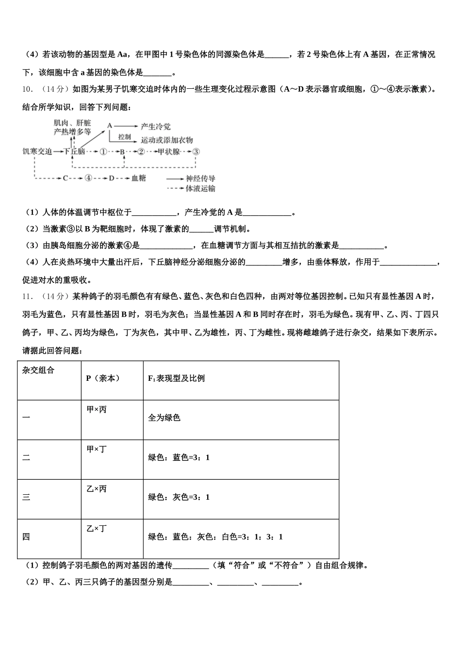 2024-2025学年山东省聊城第二中学生物高一第二学期期末统考模拟试题含解析_第3页