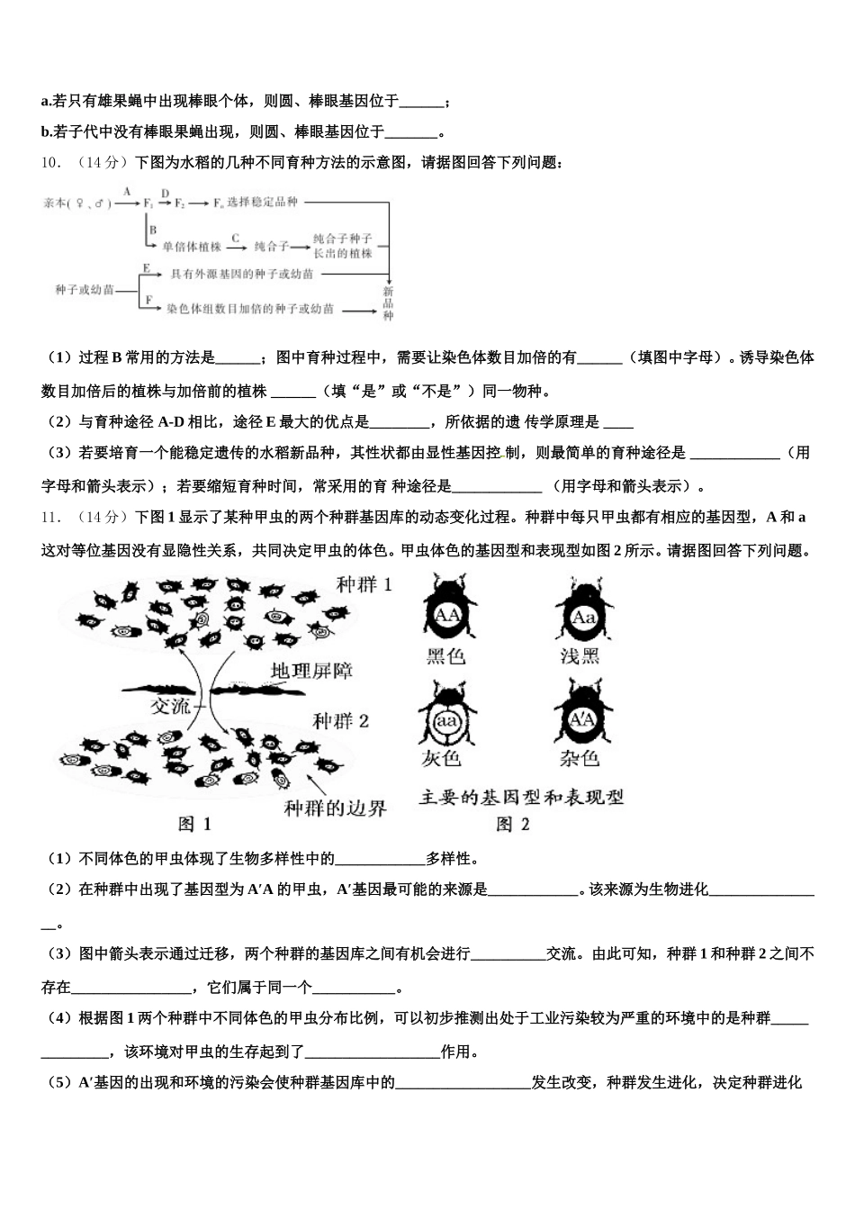 2025年山东省邹平市第一中学中实验部生物高一下期末监测模拟试题含解析_第3页