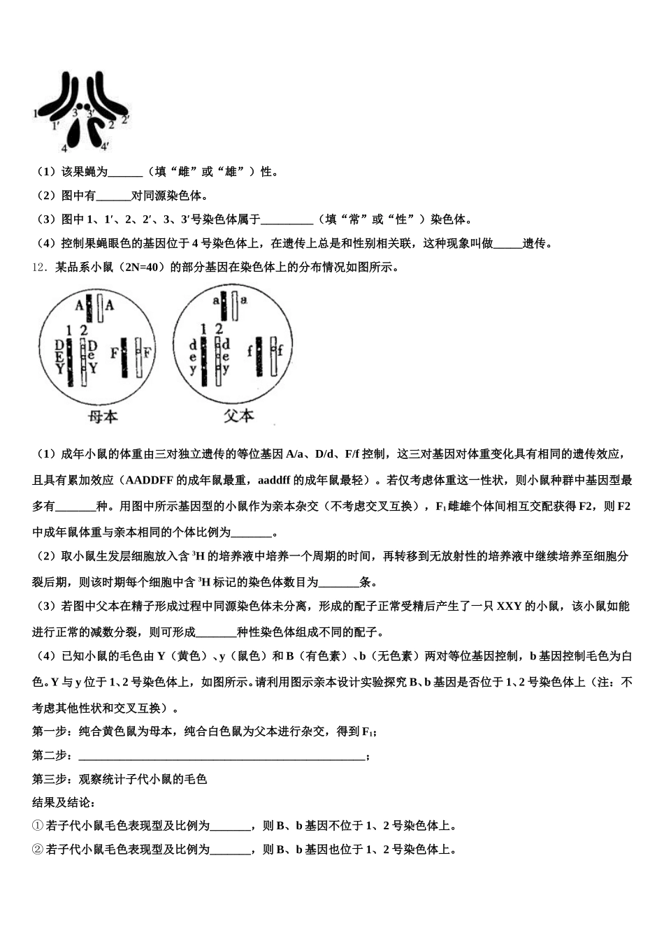 2025年山东省牟平一中生物高一第二学期期末统考模拟试题含解析_第3页