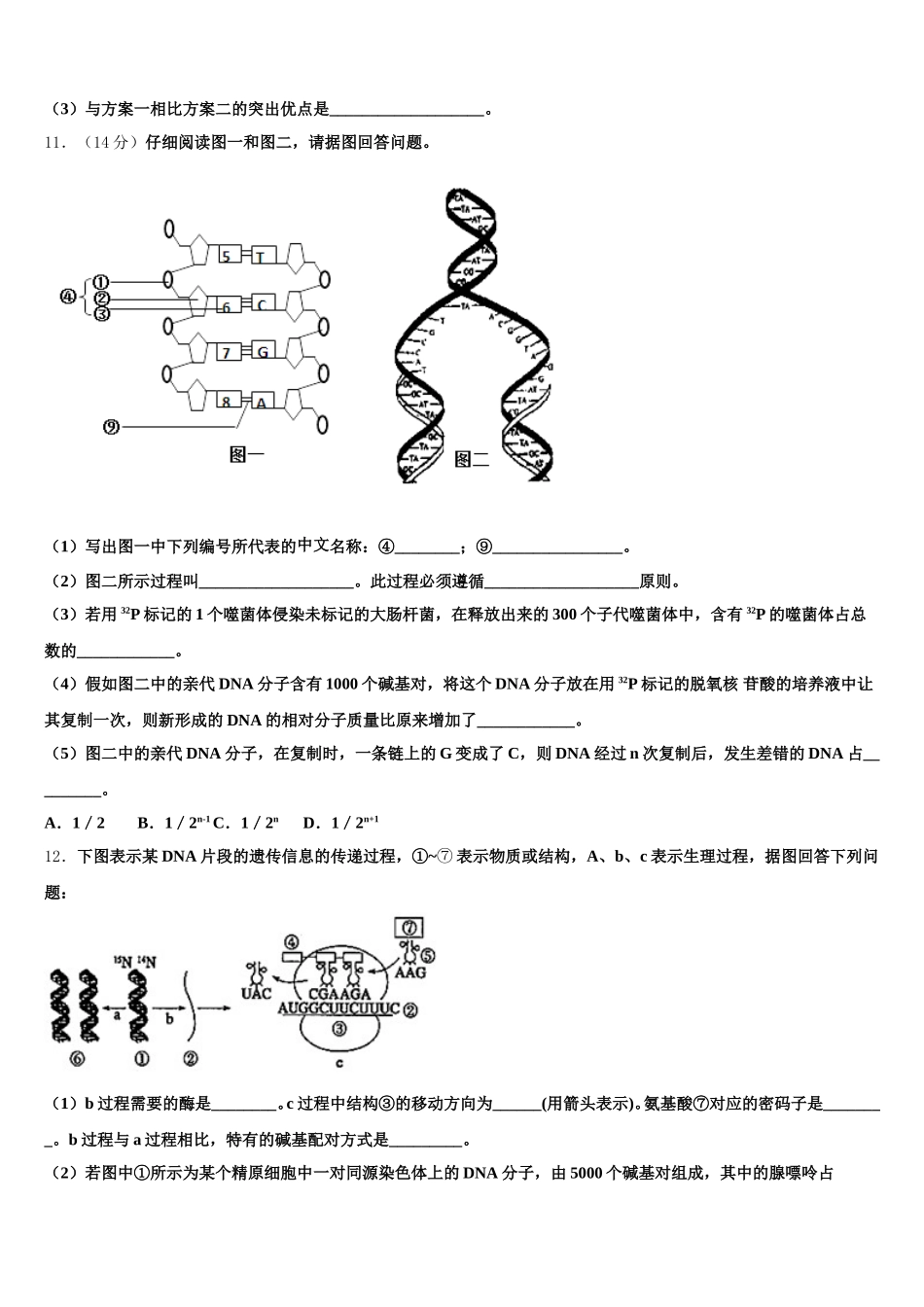 2025届山东省东平明湖中学高一生物第二学期期末达标检测模拟试题含解析_第3页