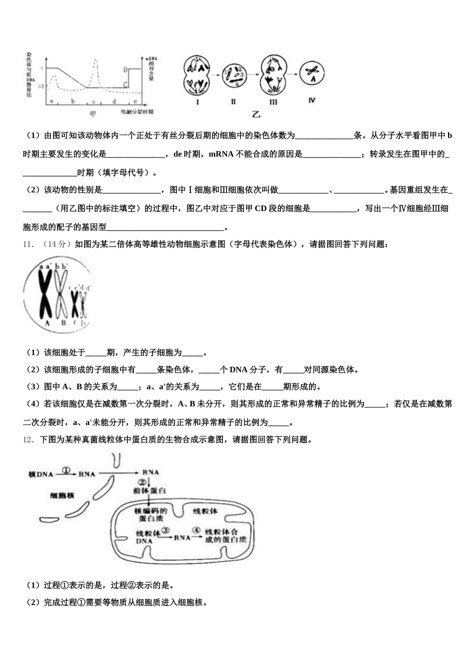 2025届山东省济宁市邹城市高一生物第二学期期末监测试题含解析_第3页