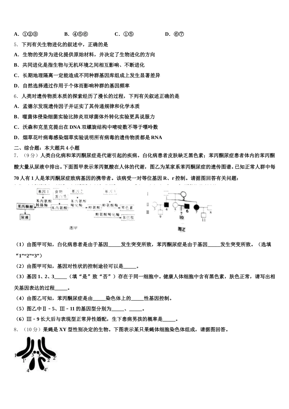 山东省泰安市泰山区泰安一中2024-2025学年高一下生物期末质量检测试题含解析_第2页