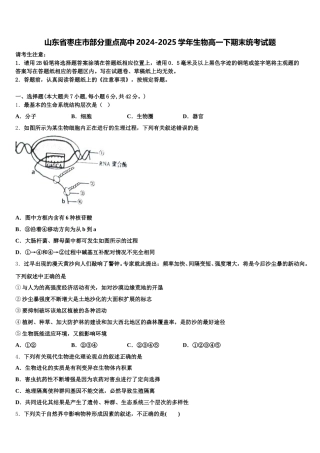 山东省枣庄市部分重点高中2024-2025学年生物高一下期末统考试题含解析