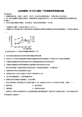 山东省蒙阴一中2025届高一下生物期末联考模拟试题含解析
