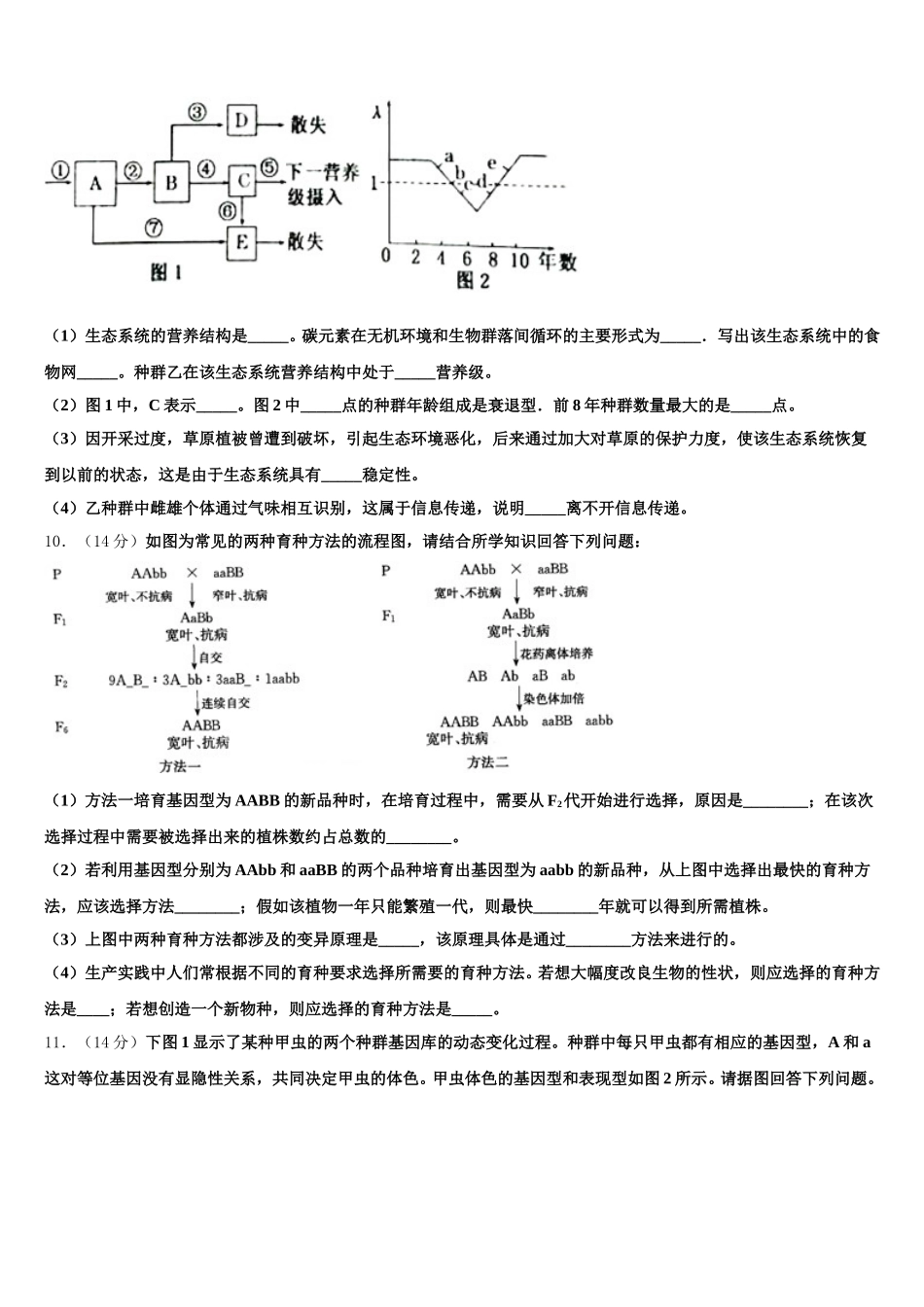 2024-2025学年山东省德州市武城县迪尔中学生物高一下期末调研模拟试题含解析_第3页