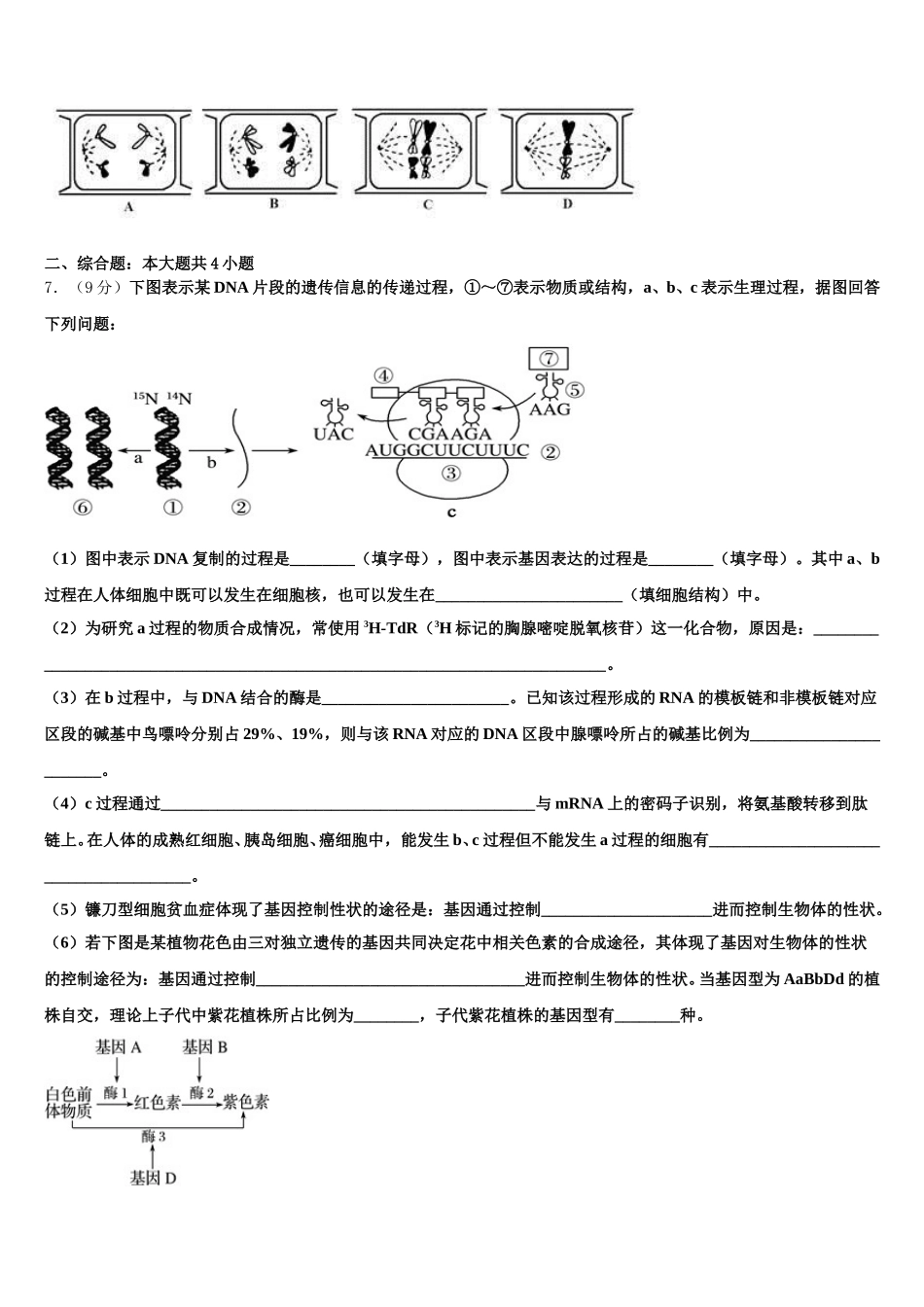 2024-2025学年山东省德州市乐陵市第一中学高一下生物期末考试试题含解析_第2页