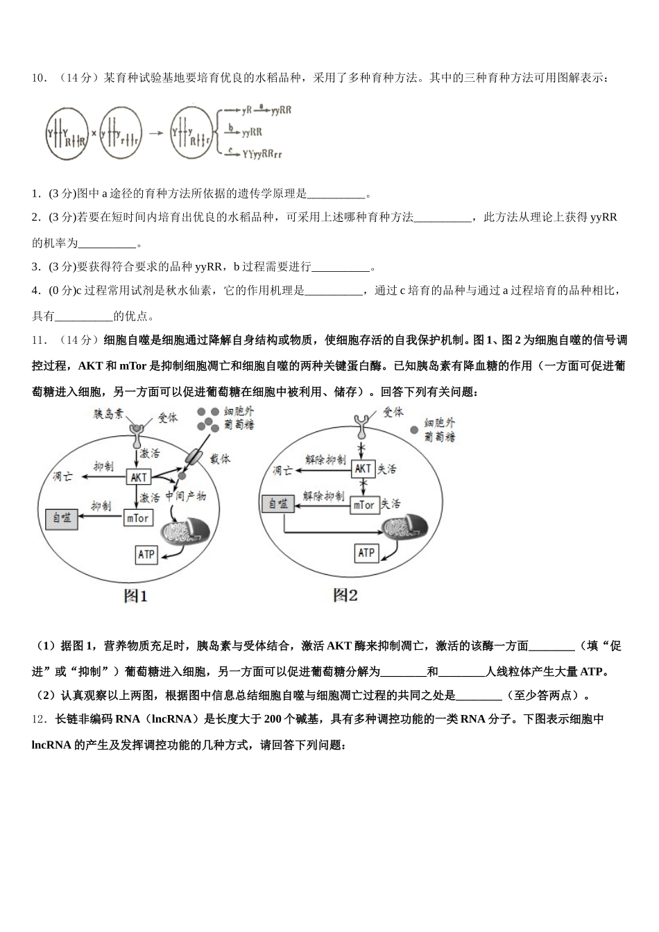 山东省邹平市一中学校2024-2025学年高一下生物期末监测试题含解析_第3页