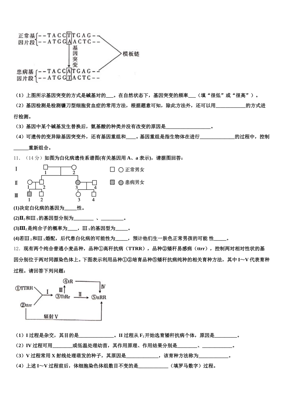 山东省蓬莱第二中学2025年生物高一第二学期期末达标检测试题含解析_第3页