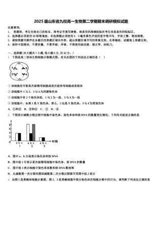 2025届山东省九校高一生物第二学期期末调研模拟试题含解析