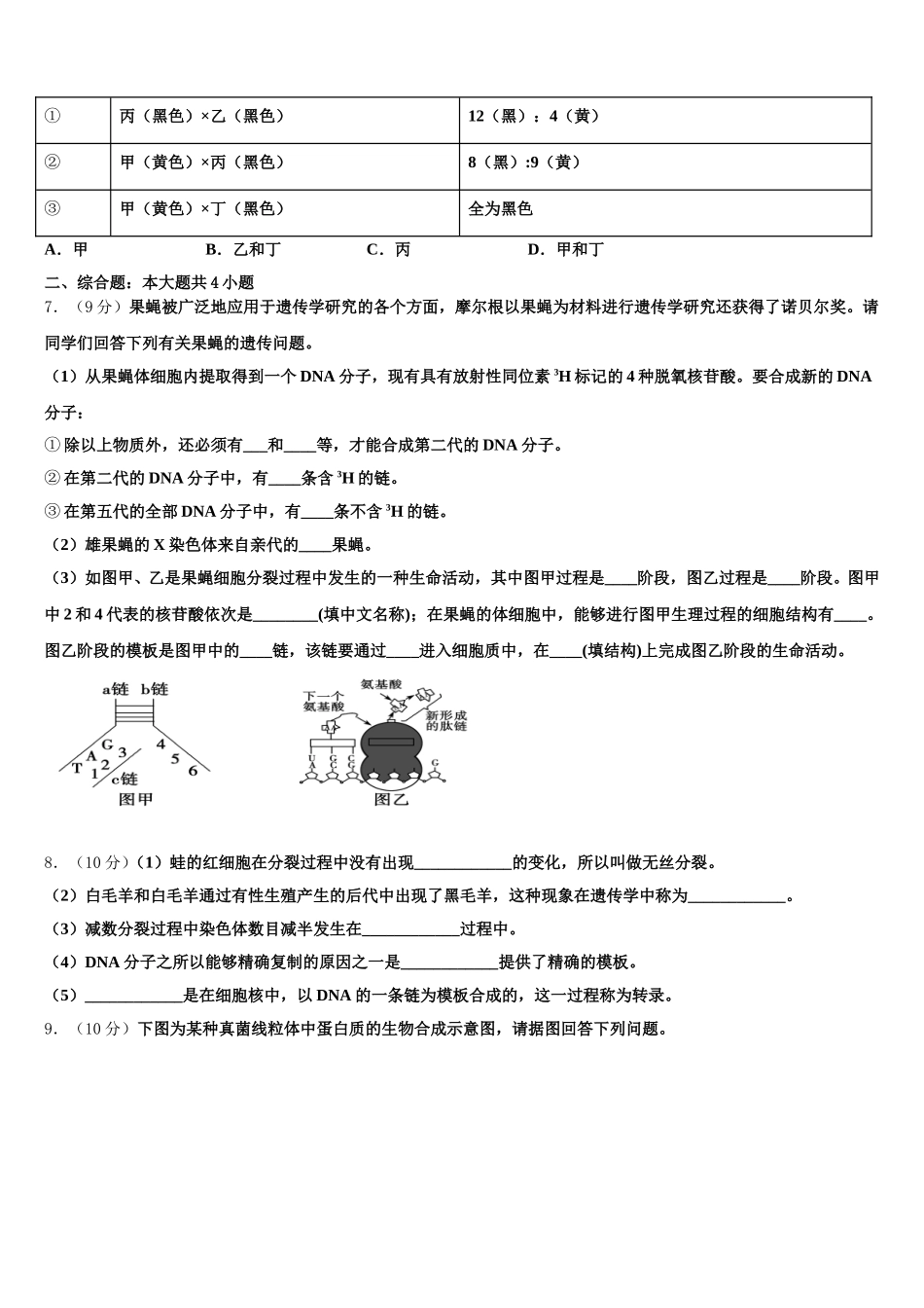 山东省名校联盟新教材2024-2025学年高一下生物期末质量检测模拟试题含解析_第2页