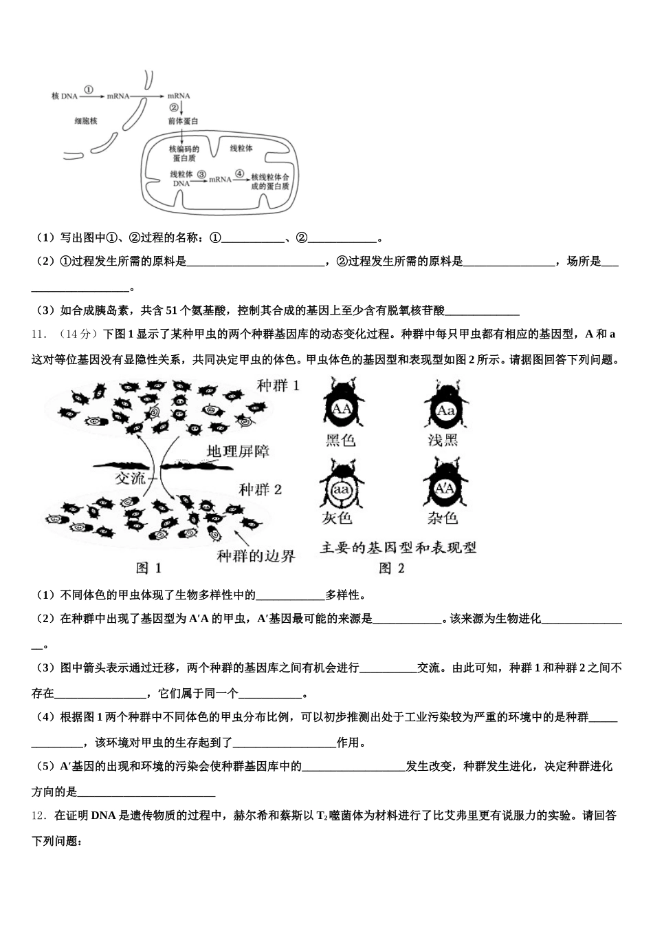 2025届山东省青岛第二中学生物高一第二学期期末统考模拟试题含解析_第3页
