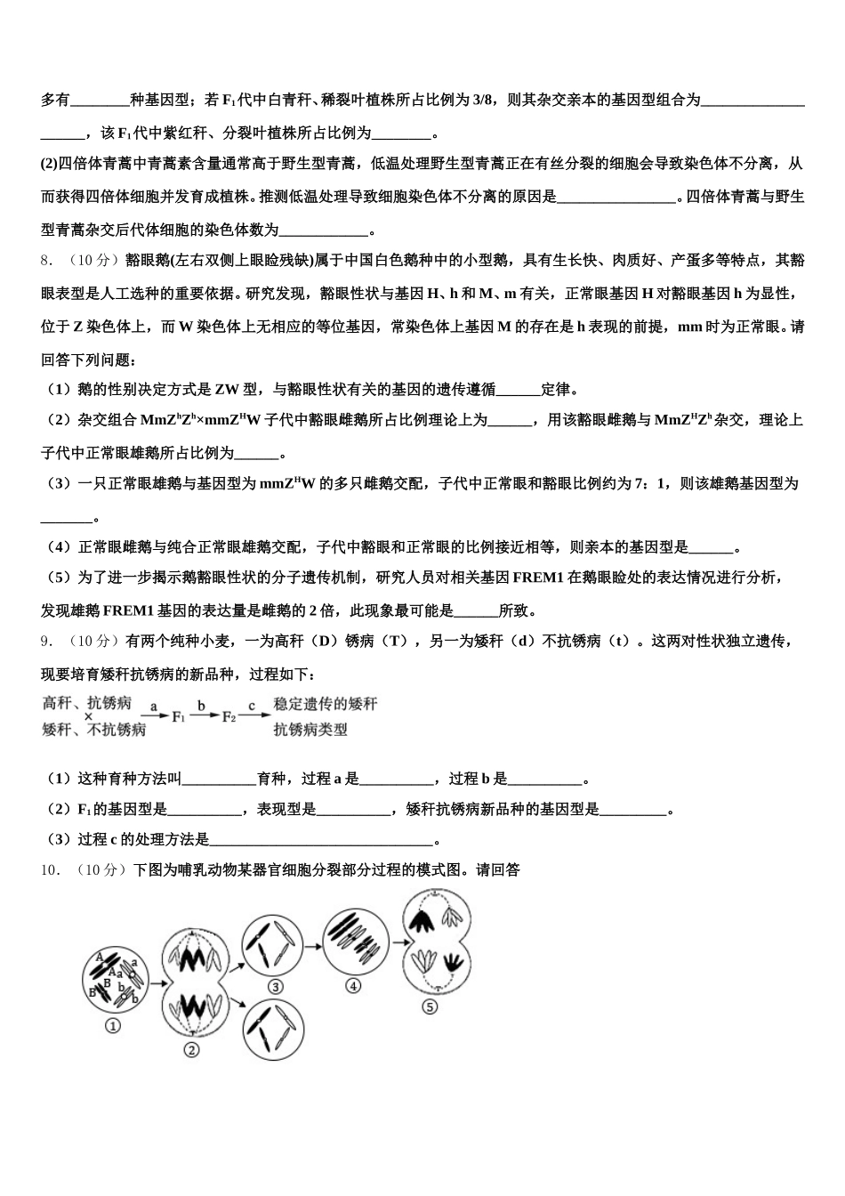 山东省临沂市第三中学2024-2025学年生物高一下期末学业水平测试试题含解析_第3页