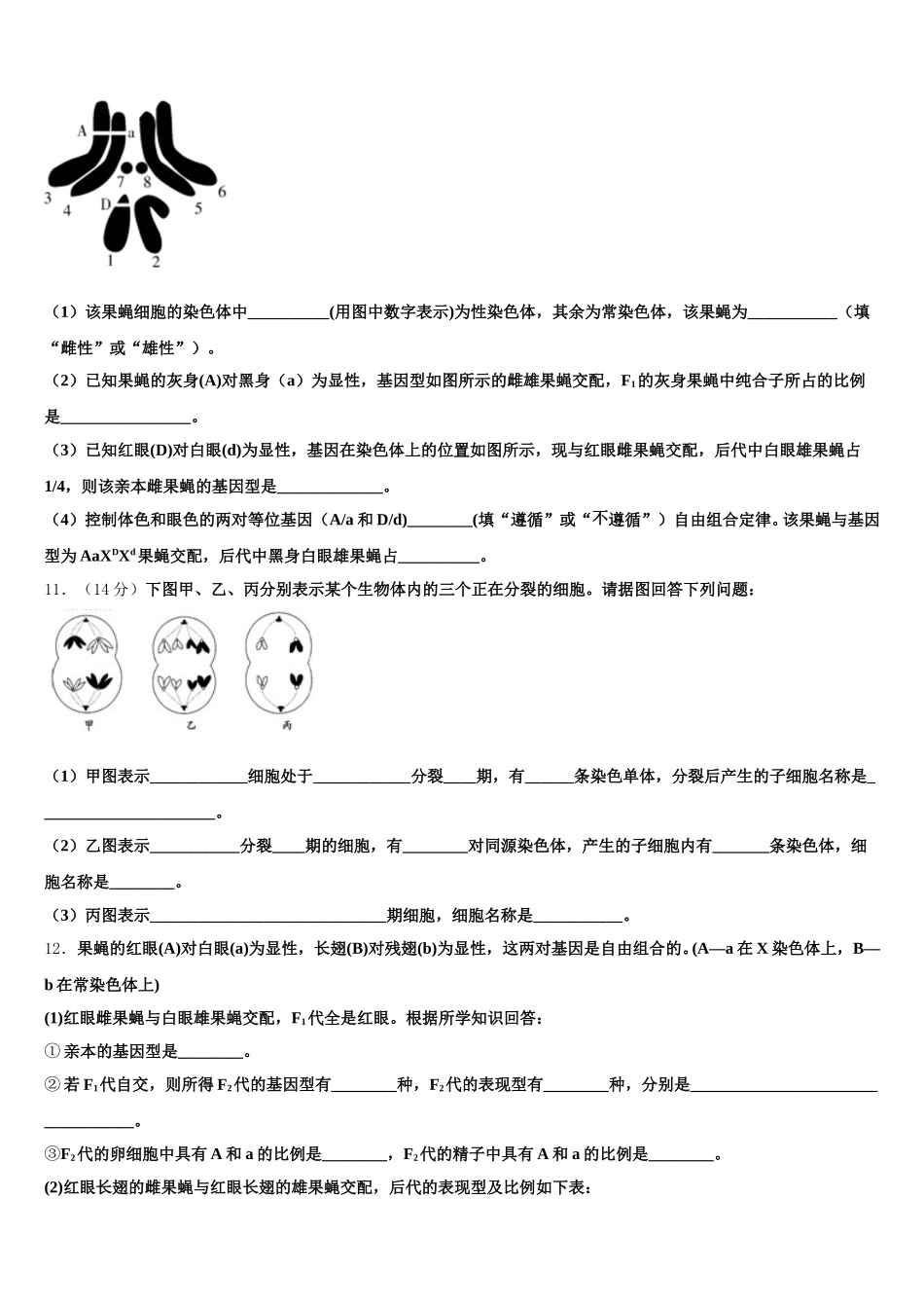 山东省淄博实验中学2025届高一生物第二学期期末经典试题含解析_第3页