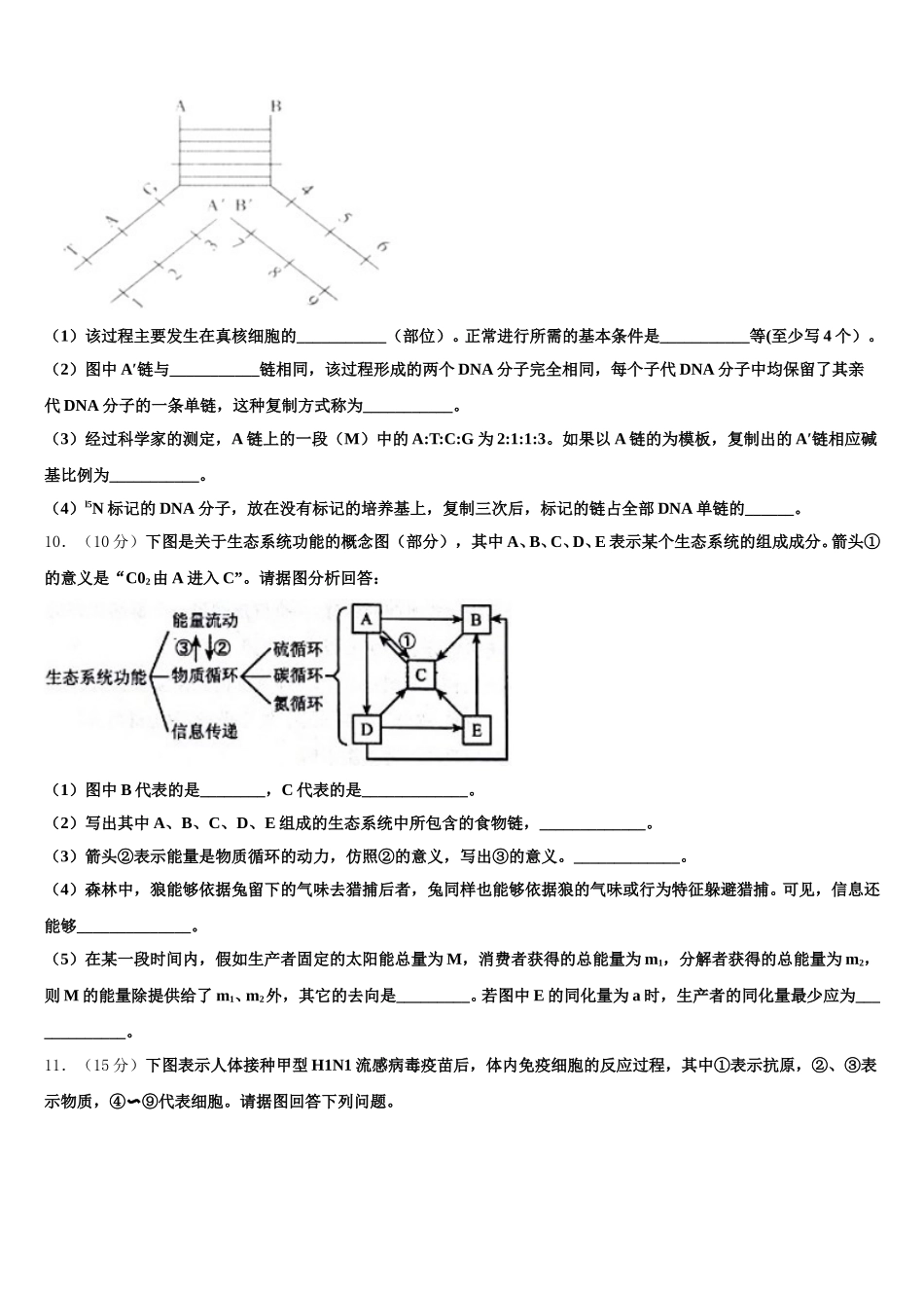 2024-2025学年山东省青岛市城阳第三高级中学高一生物第二学期期末质量检测试题含解析_第3页