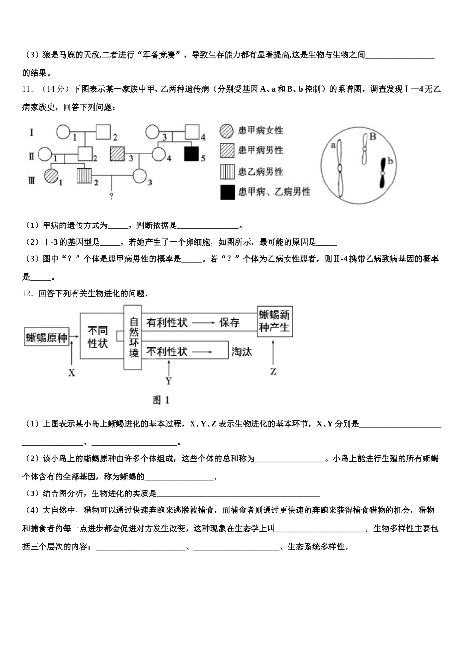 2024-2025学年山东省滨州市邹平双语学校三区高一下生物期末学业水平测试试题含解析_第3页