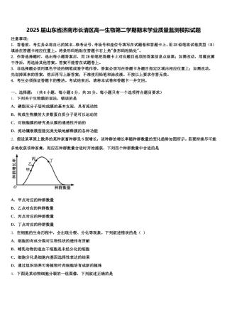 2025届山东省济南市长清区高一生物第二学期期末学业质量监测模拟试题含解析