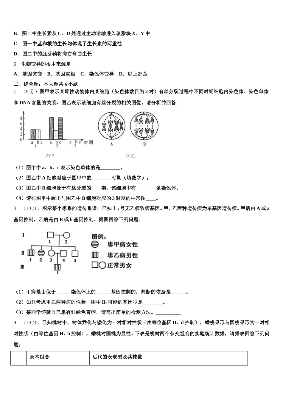 2025年山东省济省实验学校高一下生物期末监测试题含解析_第2页
