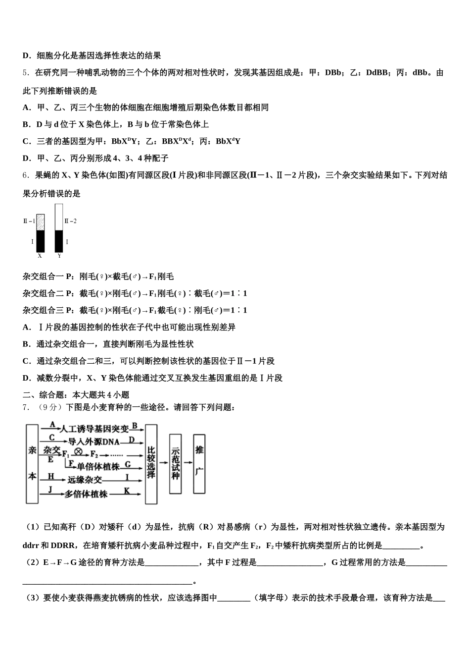 2025年山东省昌邑市文山中学生物高一下期末预测试题含解析_第2页