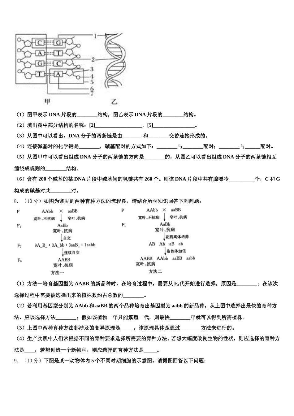 山东省淄博第六中学2025届高一下生物期末教学质量检测模拟试题含解析_第3页
